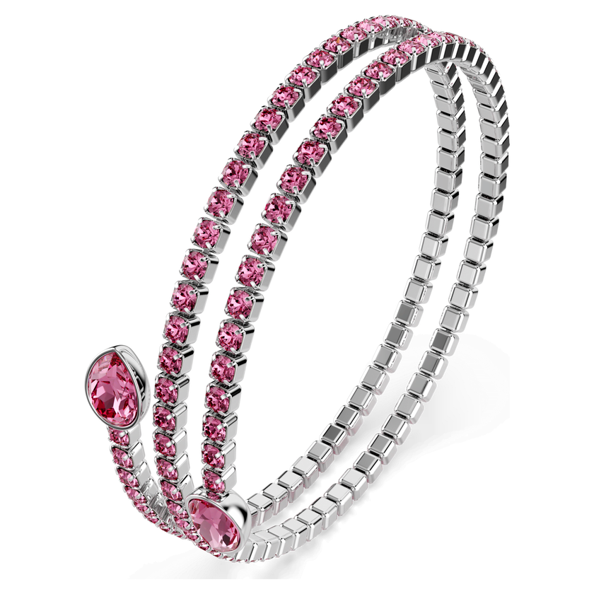 swarovski twisty cuff  mixed cuts  pink  rhodium plated