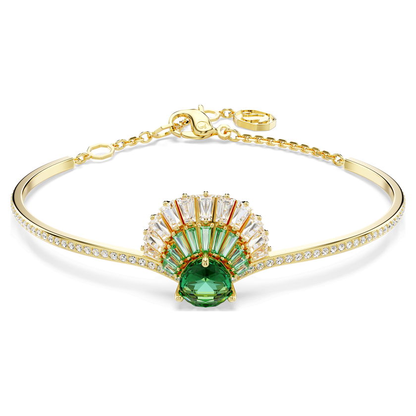 swarovski idyllia bangle  mixed cuts  shell  green  gold tone plated