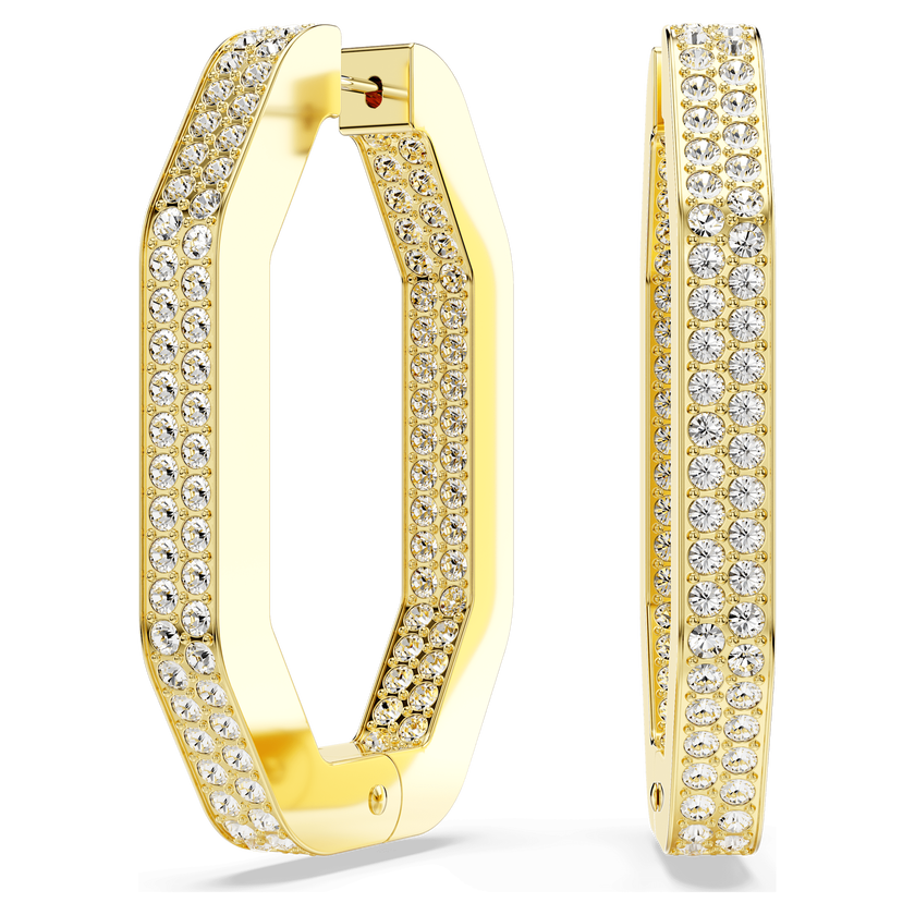 swarovski dextera hoop earrings  octagonal  white  gold tone plated