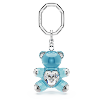 swarovski teddy key ring bear blue rhodium plated