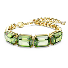 Millenia bracelet, Octagon cut, Green, Gold-tone plated