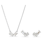 Mesmera set, Mixed cuts, White, Rhodium plated
