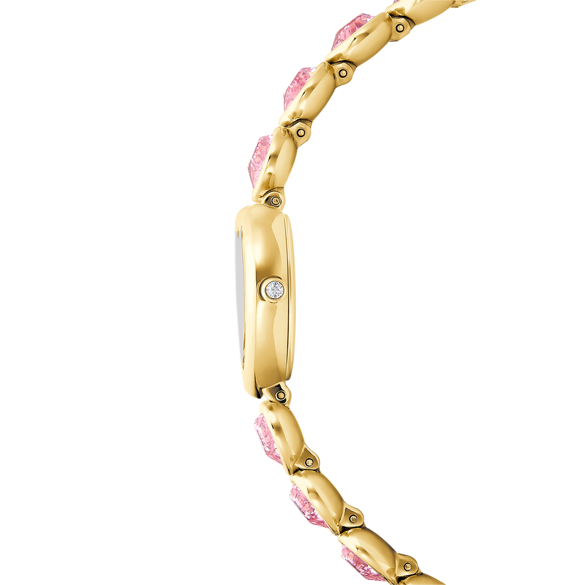 swarovski idyllia heart watch  crystal bracelet  pink  gold tone finish