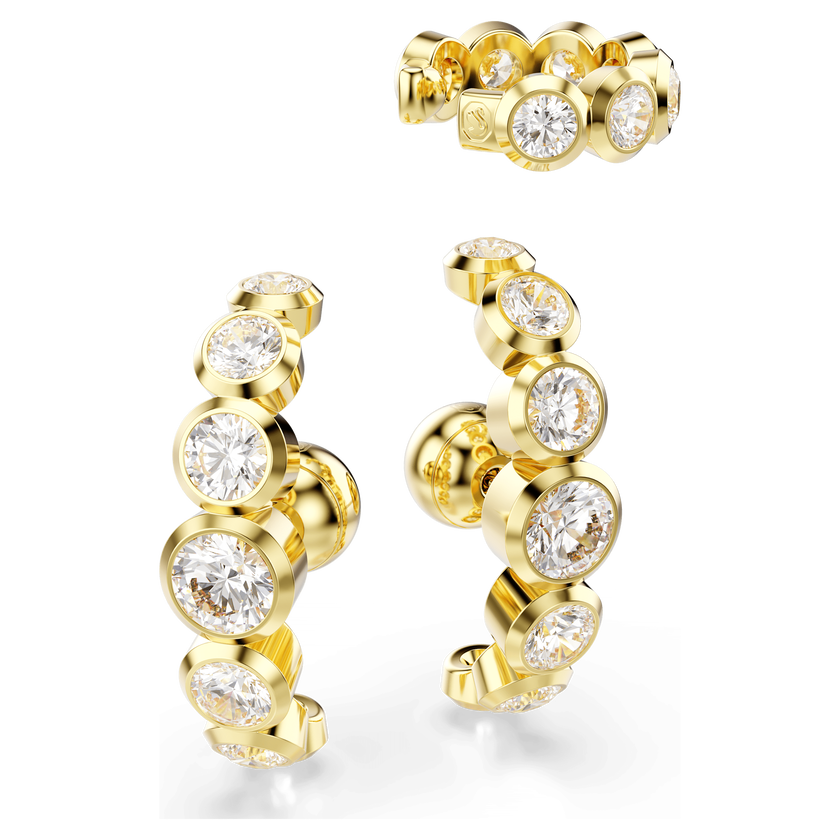 swarovski imber ear cuff  set  3   round cut  white  gold tone plated