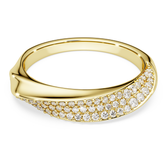 swarovski classica band ring  round cut  white  sterling silver  18k gold finish