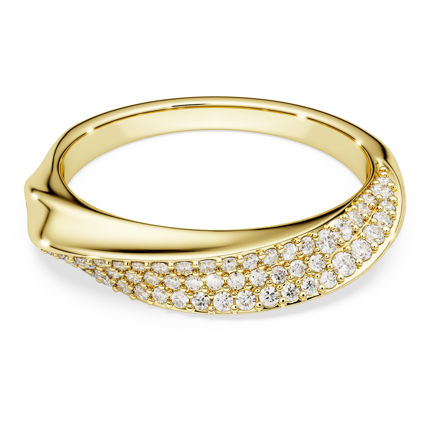 swarovski classica band ring  round cut  white  sterling silver  18k gold finish