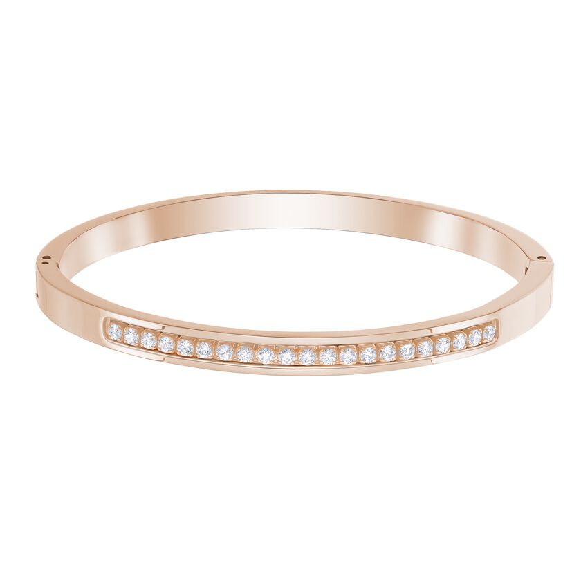 Further Bangle, White, Rose-gold tone plated