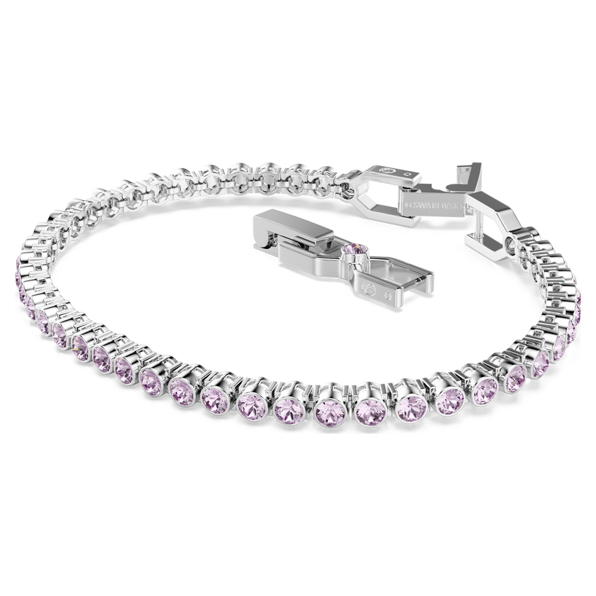 swarovski imber emily tennis bracelet  round cut  purple  rhodium plated
