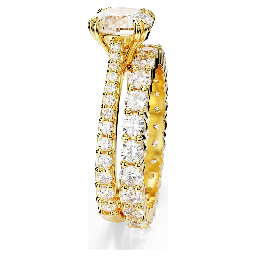 swarovski stilla ring  set  2   round cut  white  gold tone plated