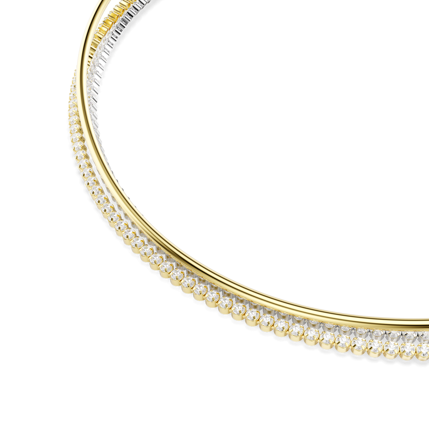 swarovski hyperbola necklace  round cut  white  mixed metal finish