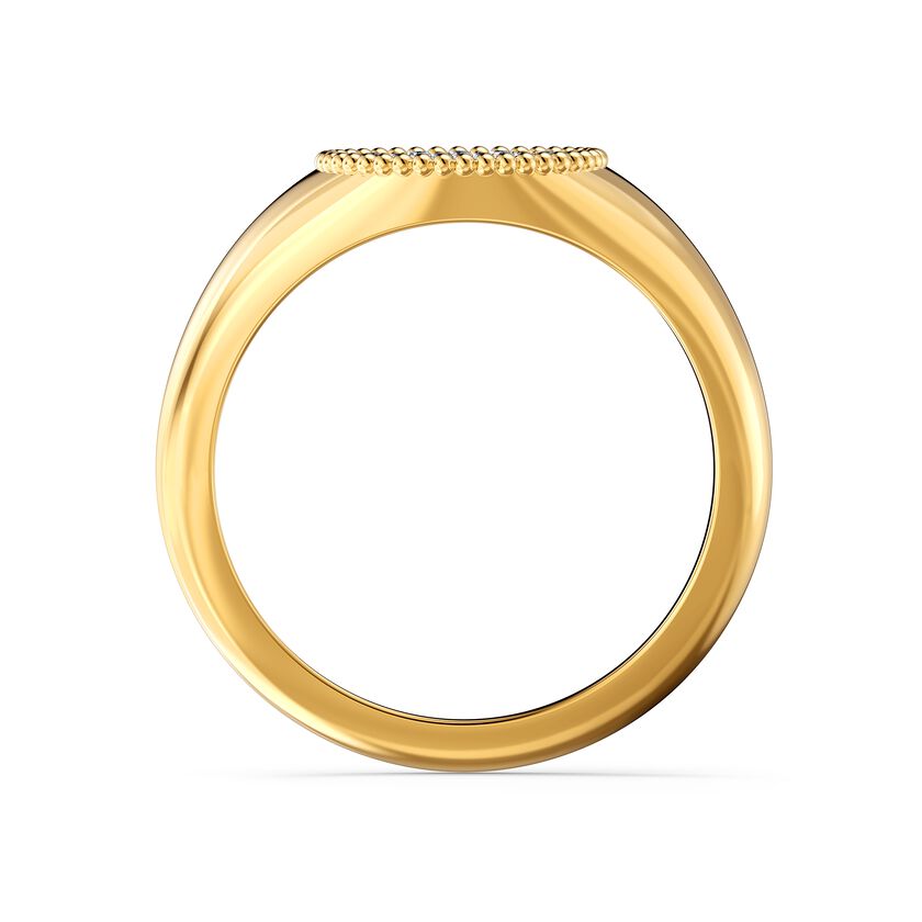 Ginger Signet Ring, White, Gold-tone plated