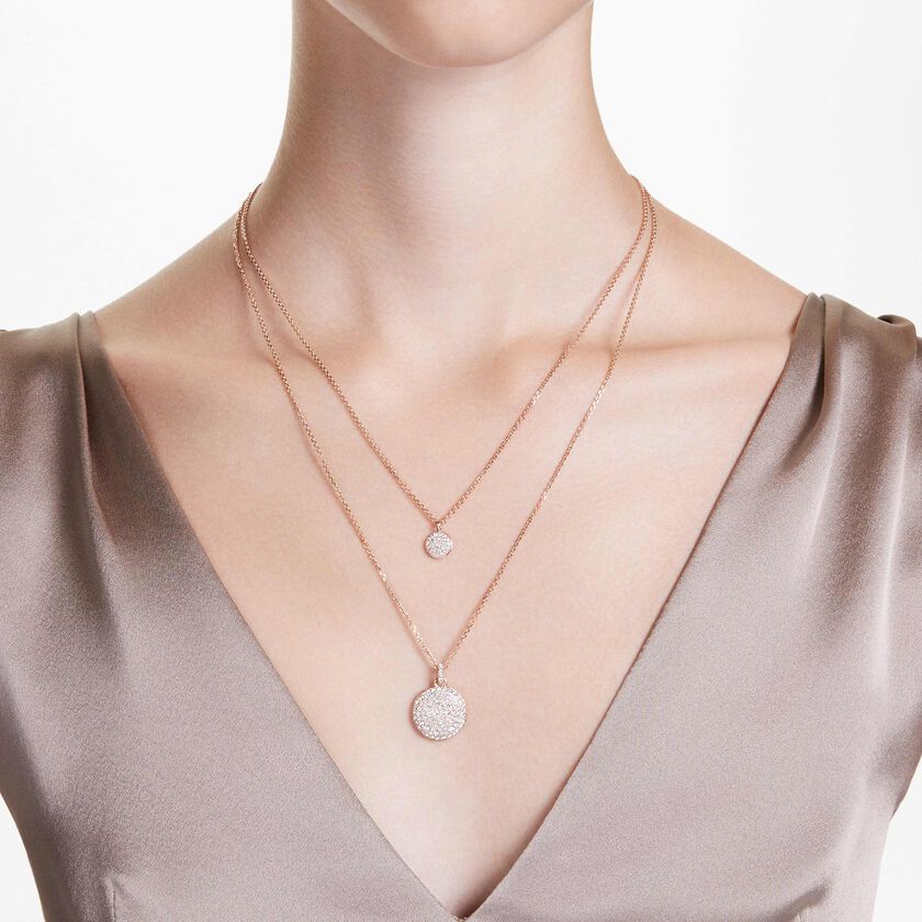 swarovski sublima layered pendant  white  18k rose gold finish