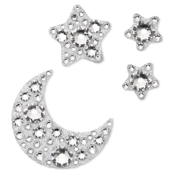 swarovski body jewel  set  4   moon and star  white