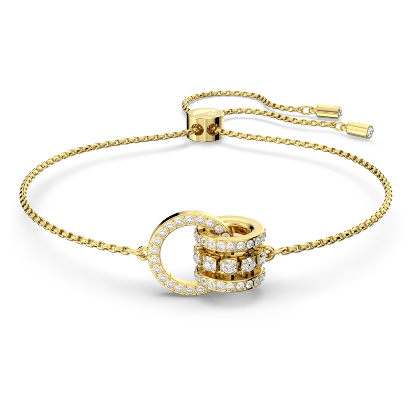 swarovski further bracelet  interlocking loop  white  gold tone plated