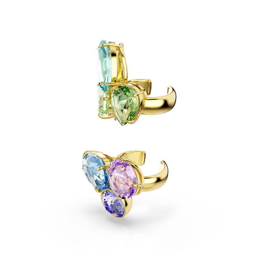 swarovski gema ear cuffs  asymmetrical design  mixed cuts  multicolored  gold tone plated