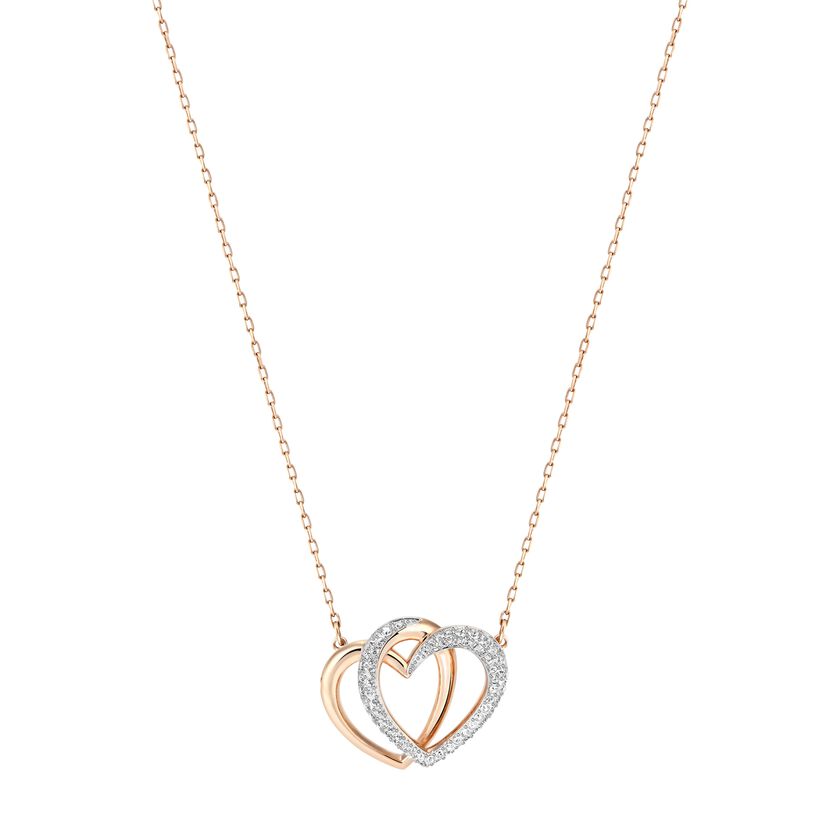Dear Necklace, Medium, White, Rose Gold Plated