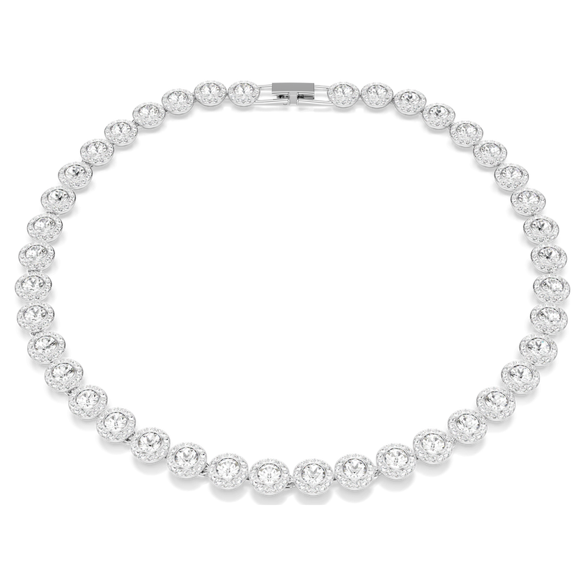 swarovski una angelic tennis necklace  round cut  white  rhodium plated