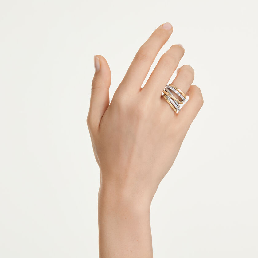 swarovski hyperbola cocktail ring  round cut  white  mixed metal finish