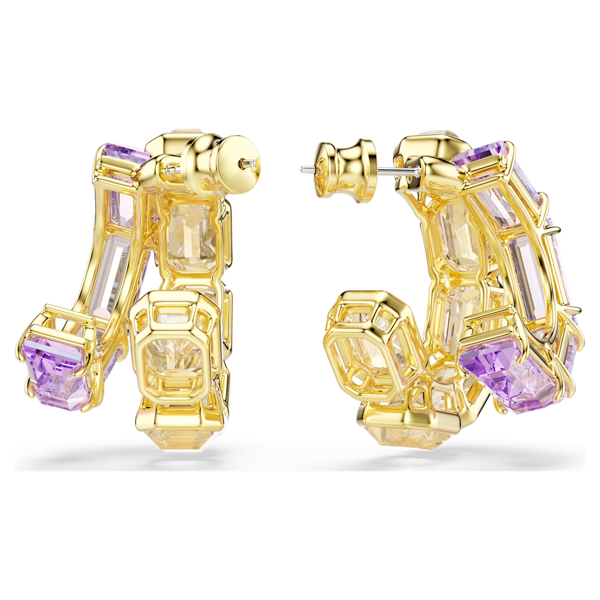swarovski millenia hoop earrings  mixed cuts  multicolored  gold tone plated