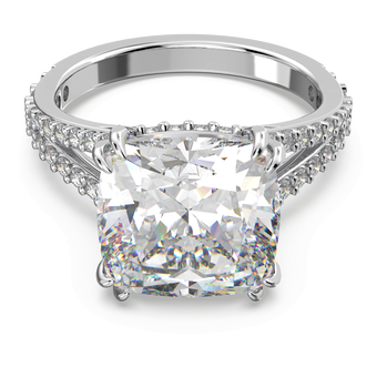 swarovski stilla cocktail ring square cut pav white rhodium plated