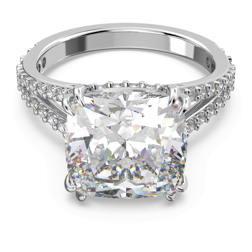 swarovski stilla cocktail ring  square cut  pav   white  rhodium plated