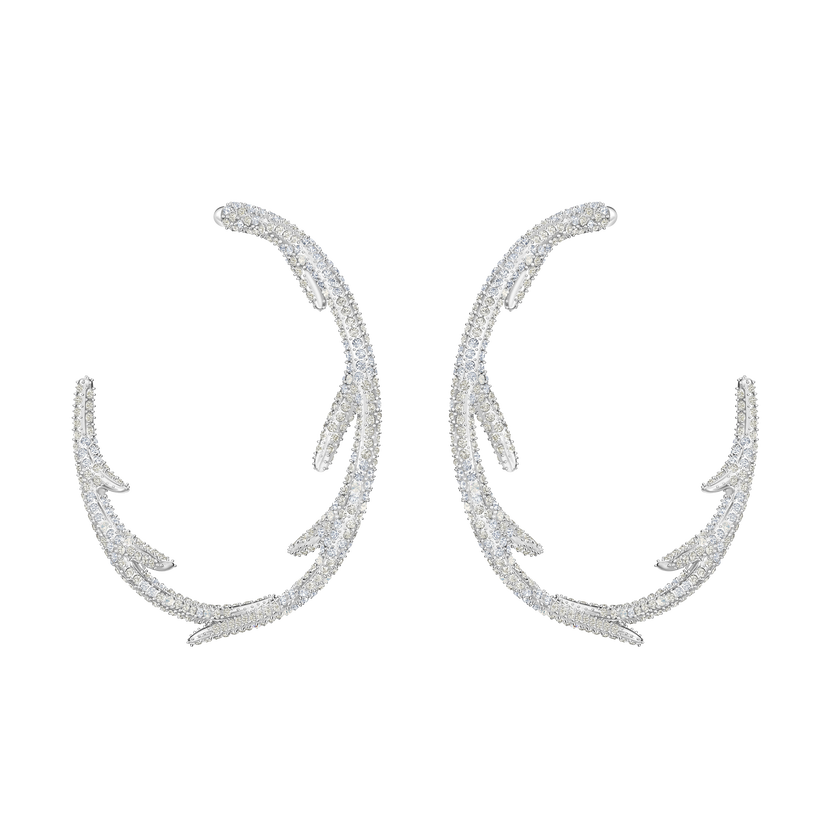 Polar Bestiary Hoop Pierced Earrings, Multi-colored, Rhodium plated