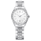 swarovski matrix date watch  swiss made  metal bracelet  silver tone  stainless steel