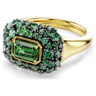 swarovski sublima cocktail ring  octagon cut  green  18k gold finish