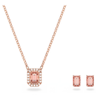 Millenia set,  Octagon cut Swarovski zirconia, Pink, Rose gold-tone plated