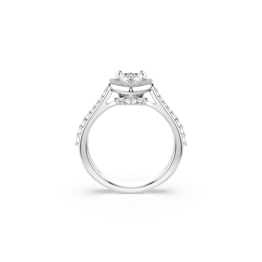 swarovski una angelic motif ring  mixed cuts  heart  white  rhodium plated