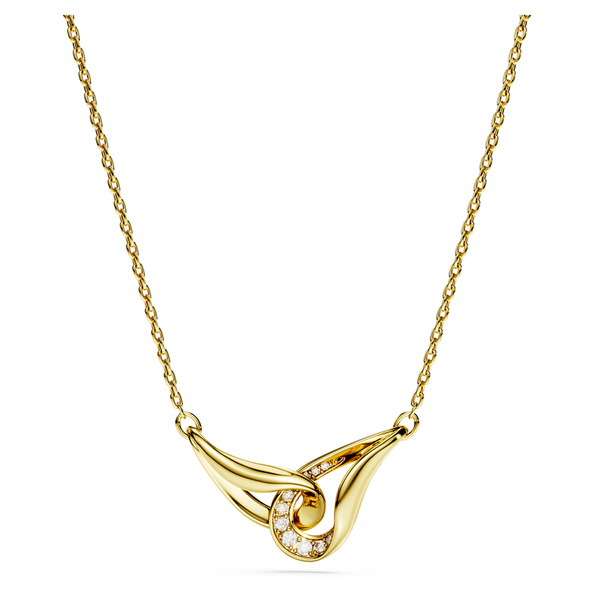 swarovski classica pendant  round cut  interlocking  white  sterling silver  18k gold finish