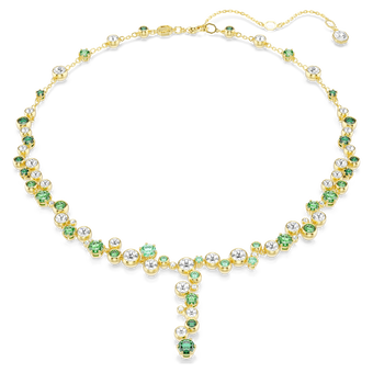 swarovski constella y necklace  mixed cuts  green  gold tone plated