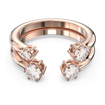 swarovski constella ring  set  2   round cut  white  rose gold tone plated
