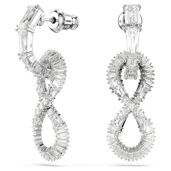 swarovski hyperbola drop earrings  infinity  white  rhodium plated