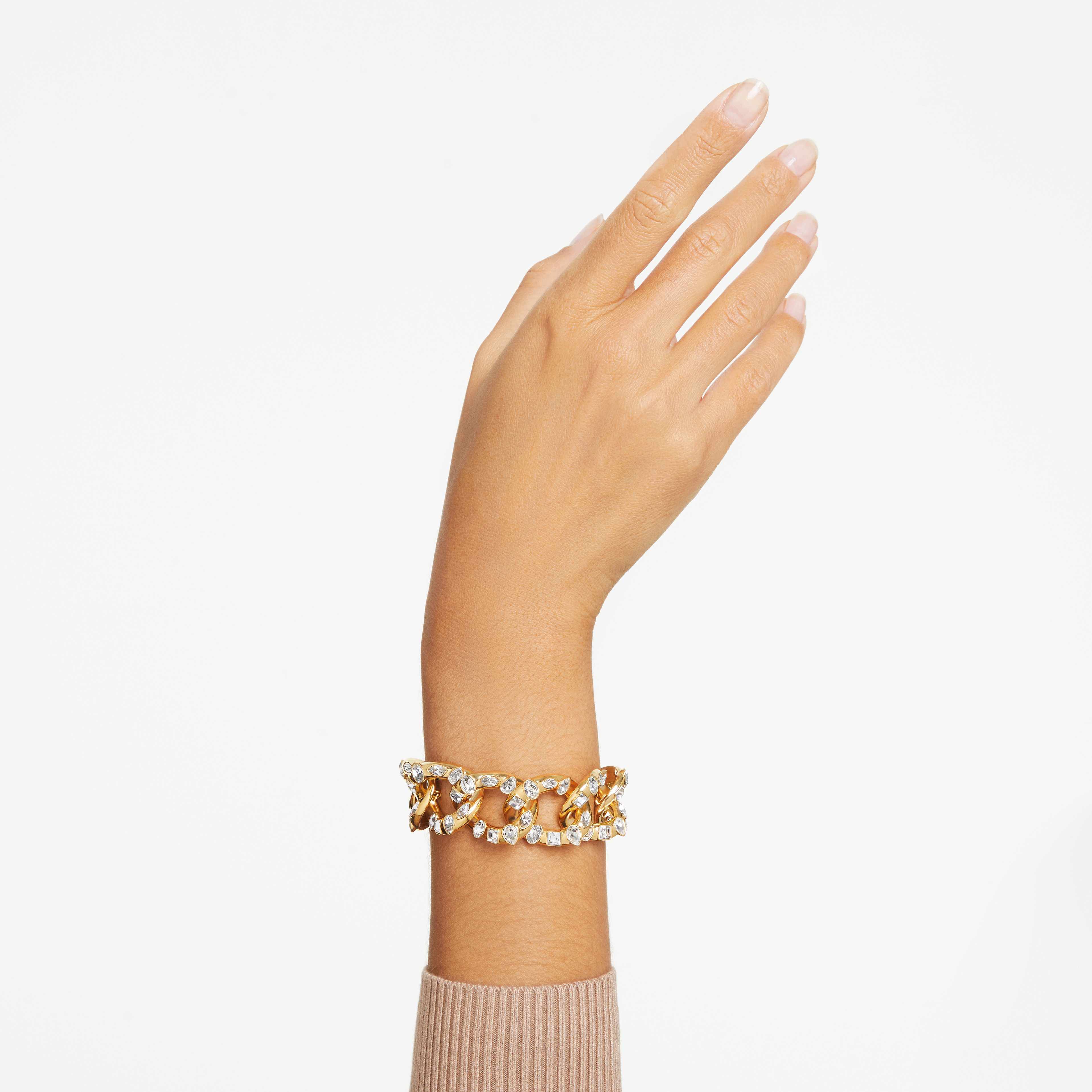 swarovski imber bracelet  statement  mixed cuts  white  gold tone plated