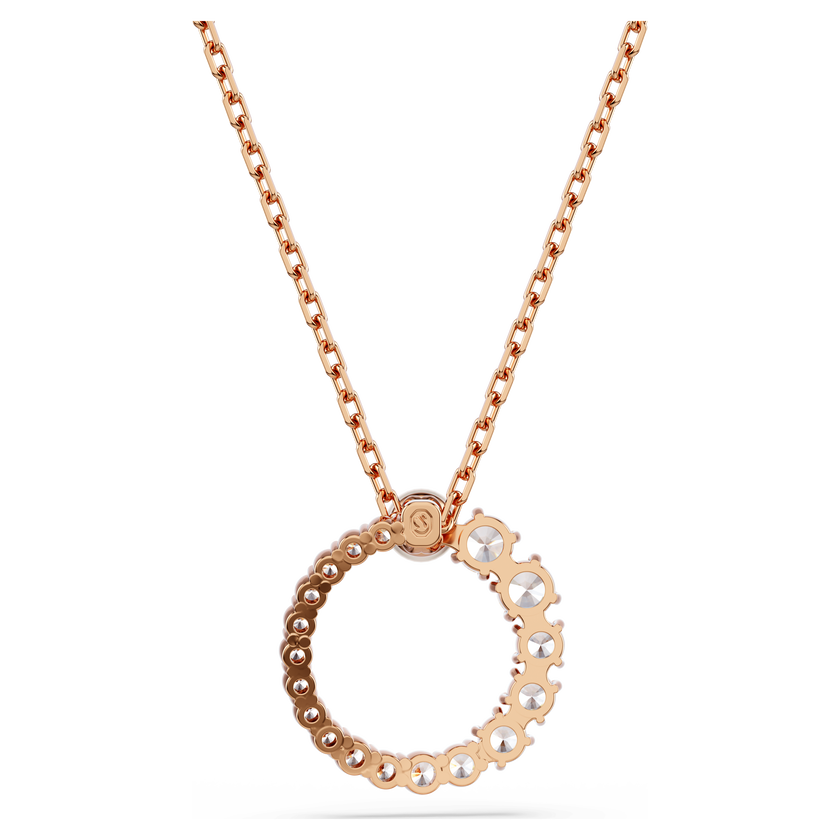 swarovski matrix pendant  crystal pearl  round cut  white  rose gold tone plated