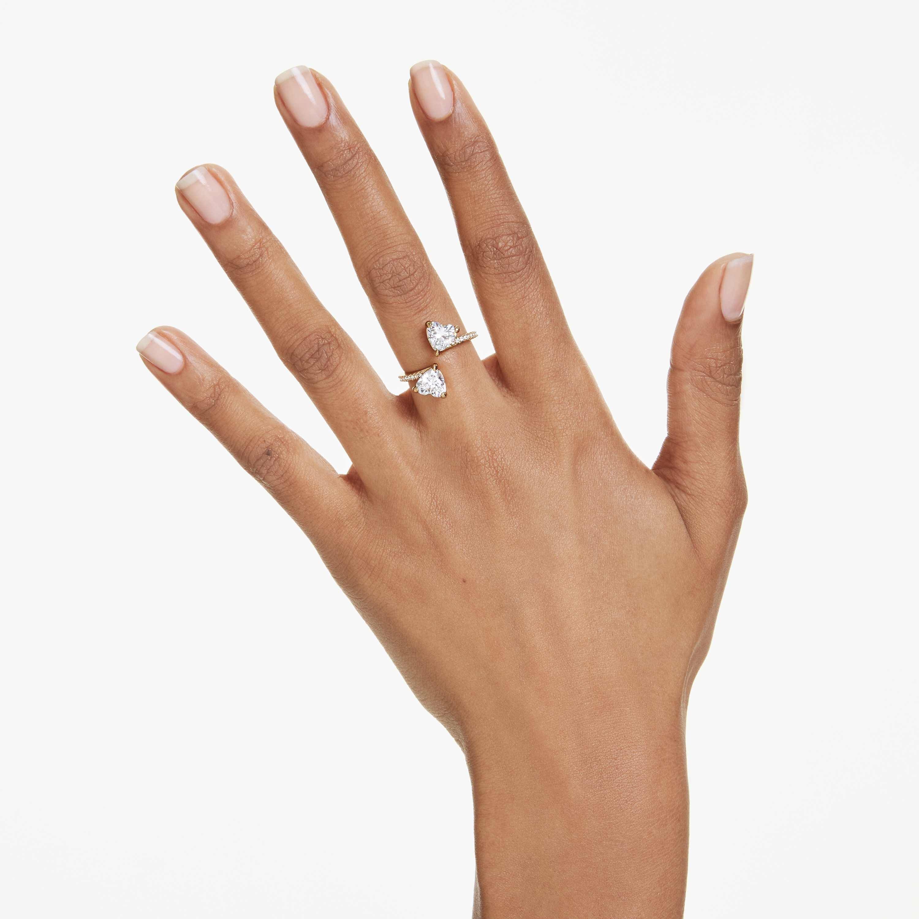 swarovski mesmera attract open ring  heart cut  pav   heart  white  gold tone plated