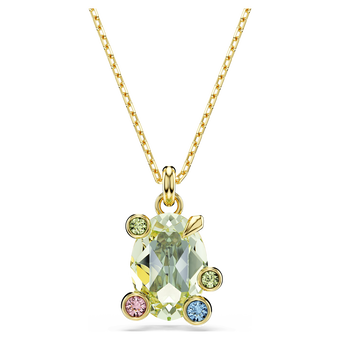 swarovski gema pendant mixed cuts multicolored gold tone plated