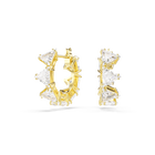 swarovski matrix hoop earrings  triangle cut  triangle  mini  white  gold tone plated