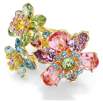 swarovski idyllia ring mixed cuts flower multicolored gold tone plated