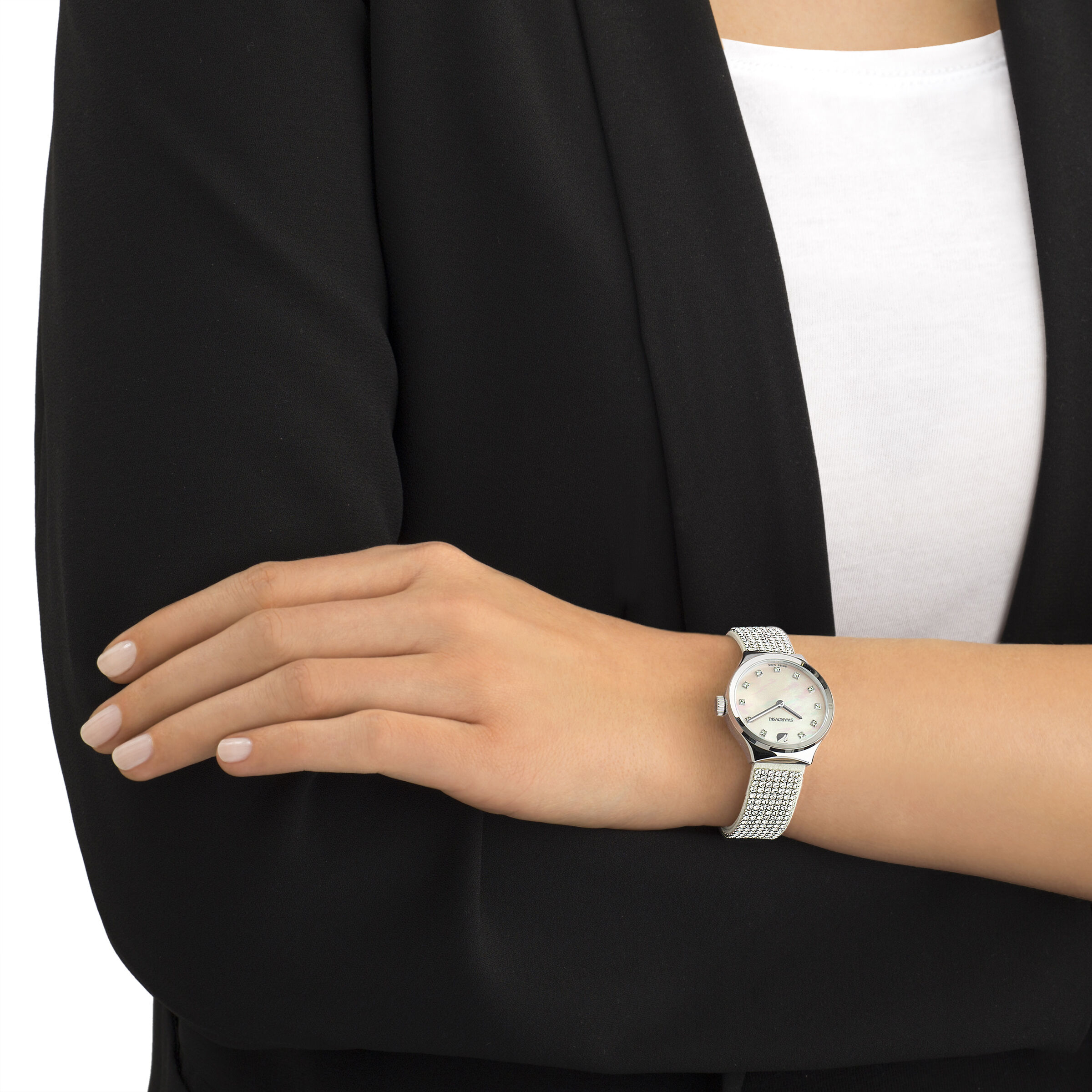 Dreamy Watch Crystal Mesh strap White Stainless steel