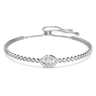 Subtle Evil Eye Bracelet, White, Rhodium Plating