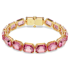 swarovski millenia tennis bracelet octagon cut color gradient pink gold tone plated