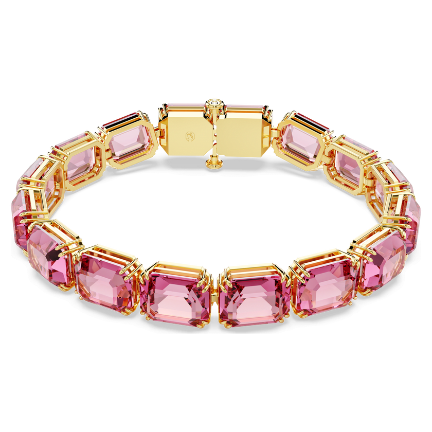 swarovski millenia tennis bracelet  octagon cut  color gradient  pink  gold tone plated