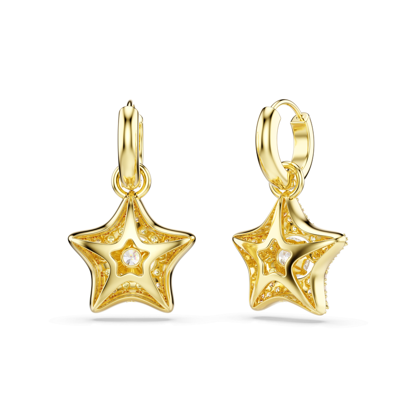 swarovski sublima drop earrings  round cut  star  multicolored  18k gold finish
