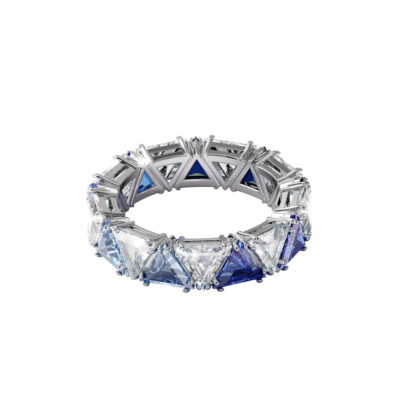 Matrix cocktail ring, Triangle cut, Blue, Rhodium plated, Size 50 ...