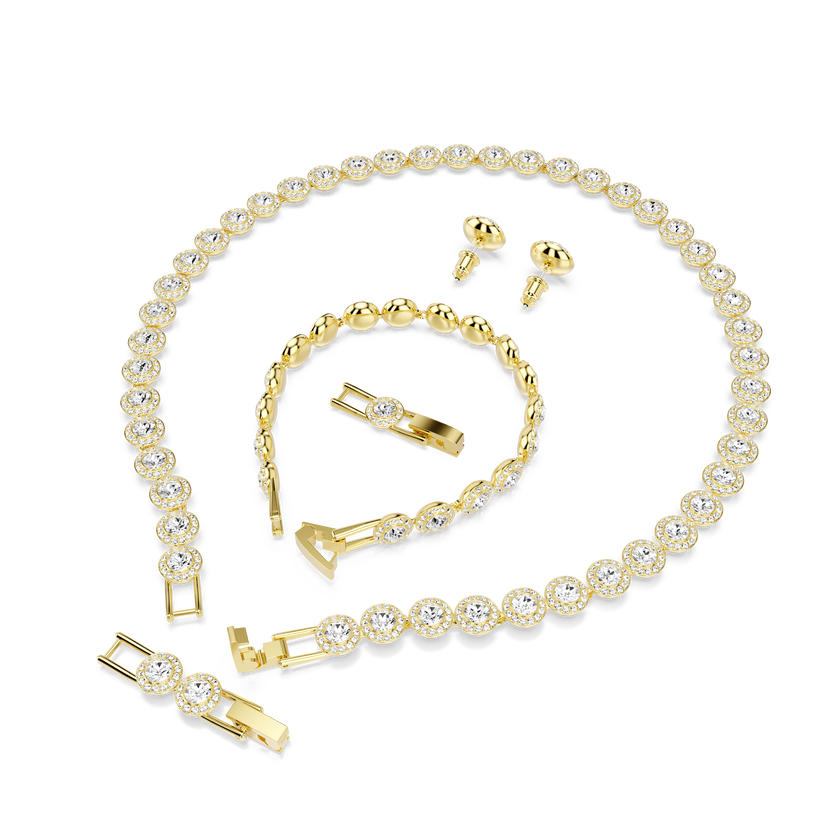 swarovski una angelic set  set  3   round cut  white  gold tone plated