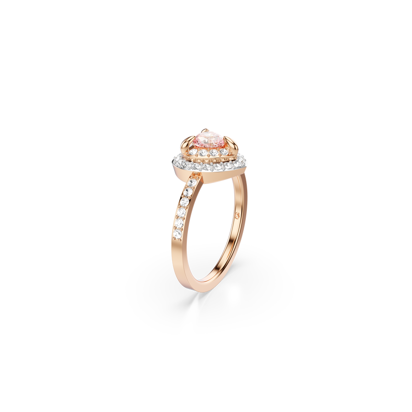 swarovski one motif ring  heart cut  pav   heart  pink  mixed metal finish