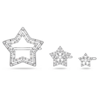 Stella hairclip, Trio set, Stars, White, Rhodium plated
