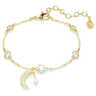 swarovski symbolica bracelet  round cut  moon  white  18k gold finish